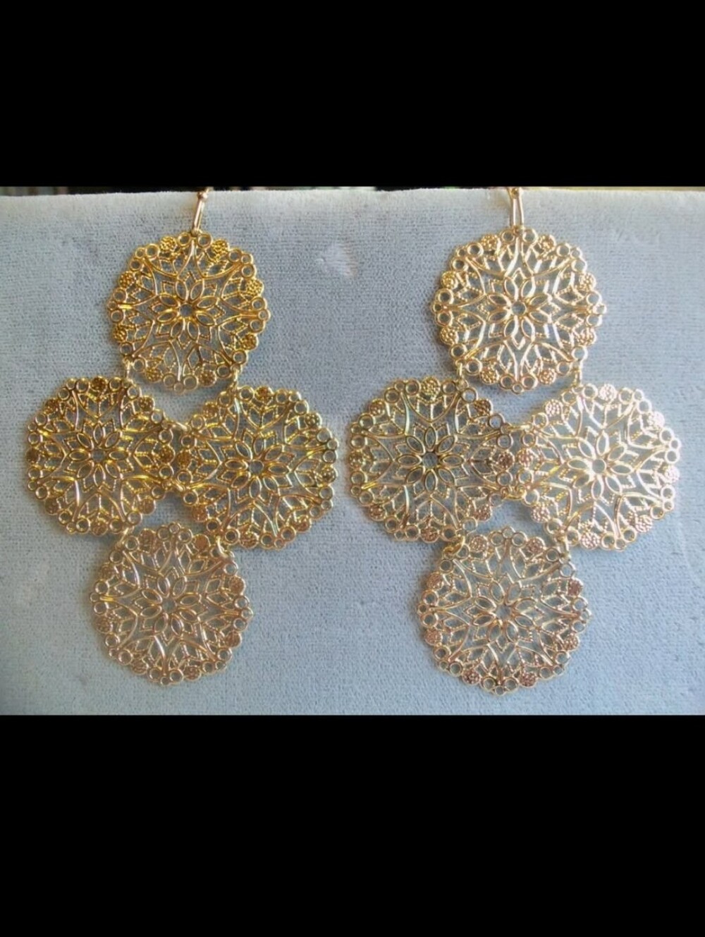 Lg VNG Open Wk Round Cross 3" Dangle Design Pierced Earrings
